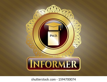  Golden emblem with Phd thesis icon and Informer text inside