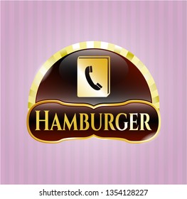  Golden emblem with phonebook icon and Hamburger text inside