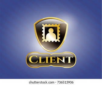  Golden emblem with picture icon and Client text inside