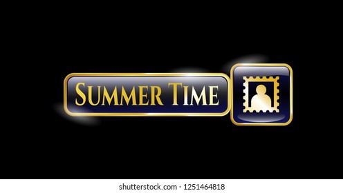  Golden emblem with picture icon and Summer Time text inside