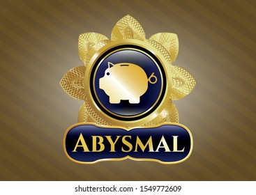  Golden emblem with piggy bank icon and Abysmal text inside