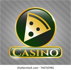  Golden emblem with pizza slice icon and Casino text inside