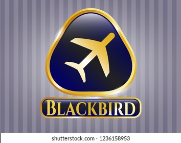  Golden Emblem With Plane Icon And Blackbird Text Inside