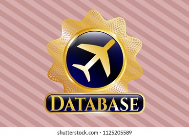  Golden emblem with plane icon and Database text inside