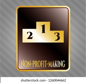  Golden emblem with podium icon and Non-profit-making text inside
