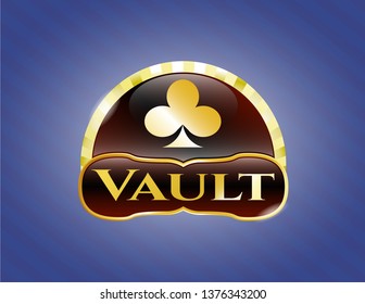  Golden emblem with poker clover icon and Vault text inside
