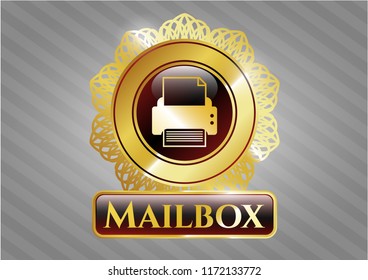  Golden emblem with printer icon and Mailbox text inside