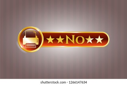  Golden emblem with printer icon and No text inside