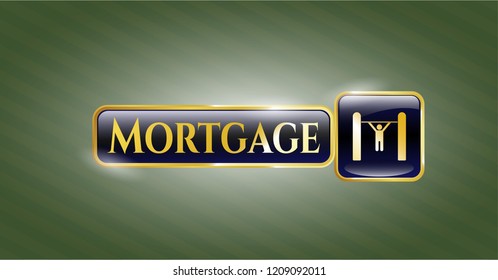  Golden emblem with pull up icon and Mortgage text inside