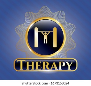 Golden emblem with pull up icon and Therapy text inside