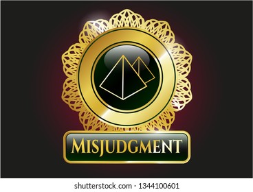  Golden emblem with pyramids icon and Misjudgment text inside