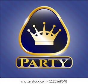  Golden emblem with queen crown icon and Party text inside