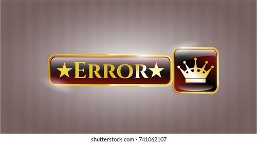  Golden emblem with queen crown icon and Error text inside