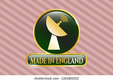  Golden emblem with radar icon and Made in England text inside