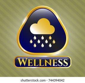  Golden emblem with rain icon and Wellness text inside