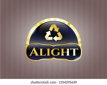  Golden emblem with recycle icon and Alight text inside