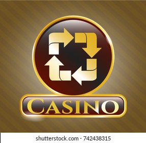  Golden emblem with recycle icon and Casino text inside