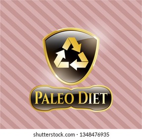  Golden emblem with recycle icon and Paleo Diet text inside