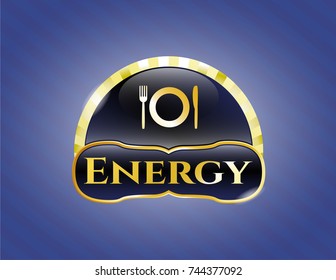  Golden emblem with restaurant icon and Energy text inside