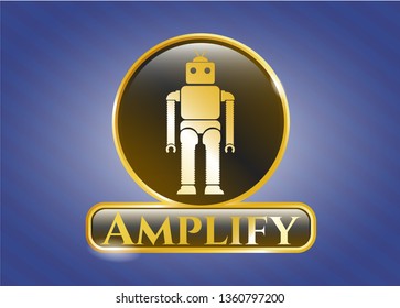  Golden emblem with robot icon and Amplify text inside