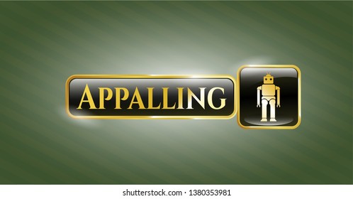  Golden emblem with robot icon and Appalling text inside