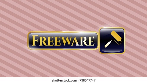  Golden emblem with roller brush icon and Freeware text inside