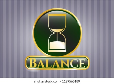  Golden emblem with sand clock icon and Balance text inside