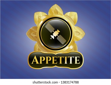  Golden emblem with satelite icon and Appetite text inside