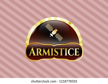  Golden emblem with satelite icon and Armistice text inside