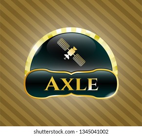  Golden emblem with satelite icon and Axle text inside