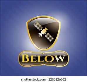  Golden emblem with satelite icon and Below text inside