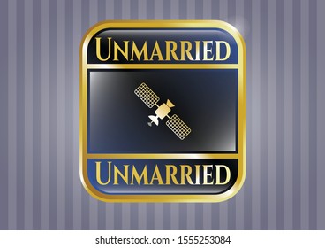  Golden emblem with satelite icon and Unmarried text inside