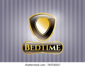  Golden emblem with shield icon and Bedtime text inside