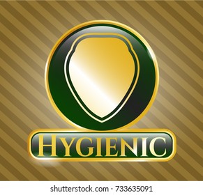  Golden emblem with shield icon and Hygienic text inside