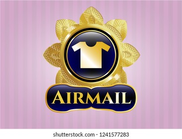  Golden emblem with shirt icon and Airmail text inside