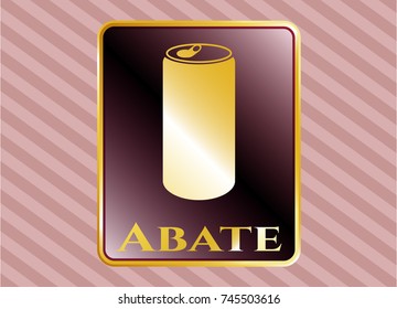  Golden emblem with soda can icon and Abate text inside