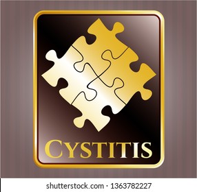  Golden emblem with solution icon and Cystitis text inside