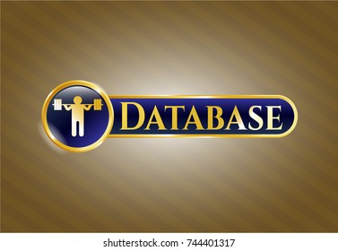  Golden emblem with squat icon and Database text inside