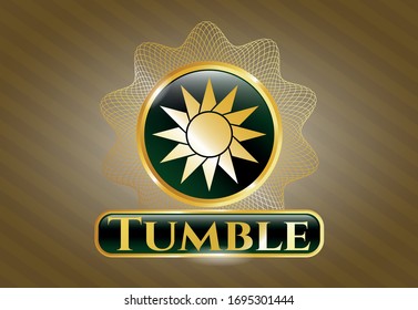  Golden emblem with sun icon and Tumble text inside