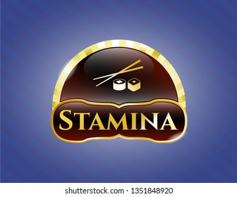  Golden emblem with sushi icon and Stamina text inside