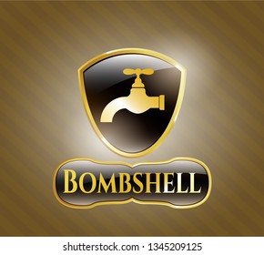  Golden emblem with tap icon and Bombshell text inside