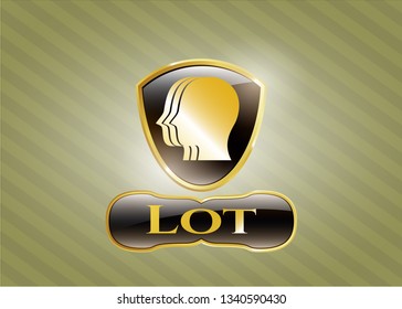  Golden emblem with team work icon and Lot text inside