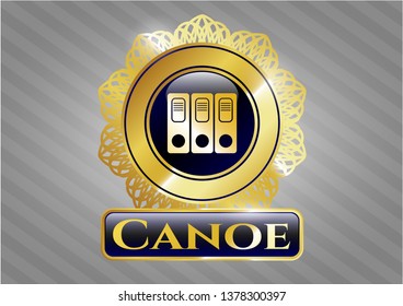  Golden emblem with three folders icon and Canoe text inside
