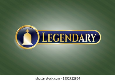  Golden emblem with tombstone icon and Legendary text inside