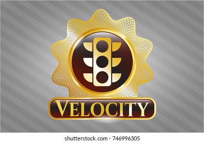  Golden emblem with traffic light icon and Velocity text inside