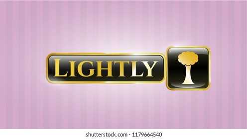  Golden emblem with tree icon and Lightly text inside