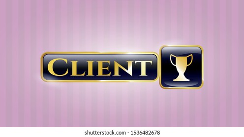  Golden emblem with trophy icon and Client text inside