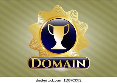  Golden emblem with trophy icon and Domain text inside