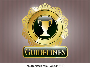  Golden emblem with trophy icon and Guidelines text inside