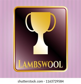  Golden emblem with trophy icon and Lambswool text inside